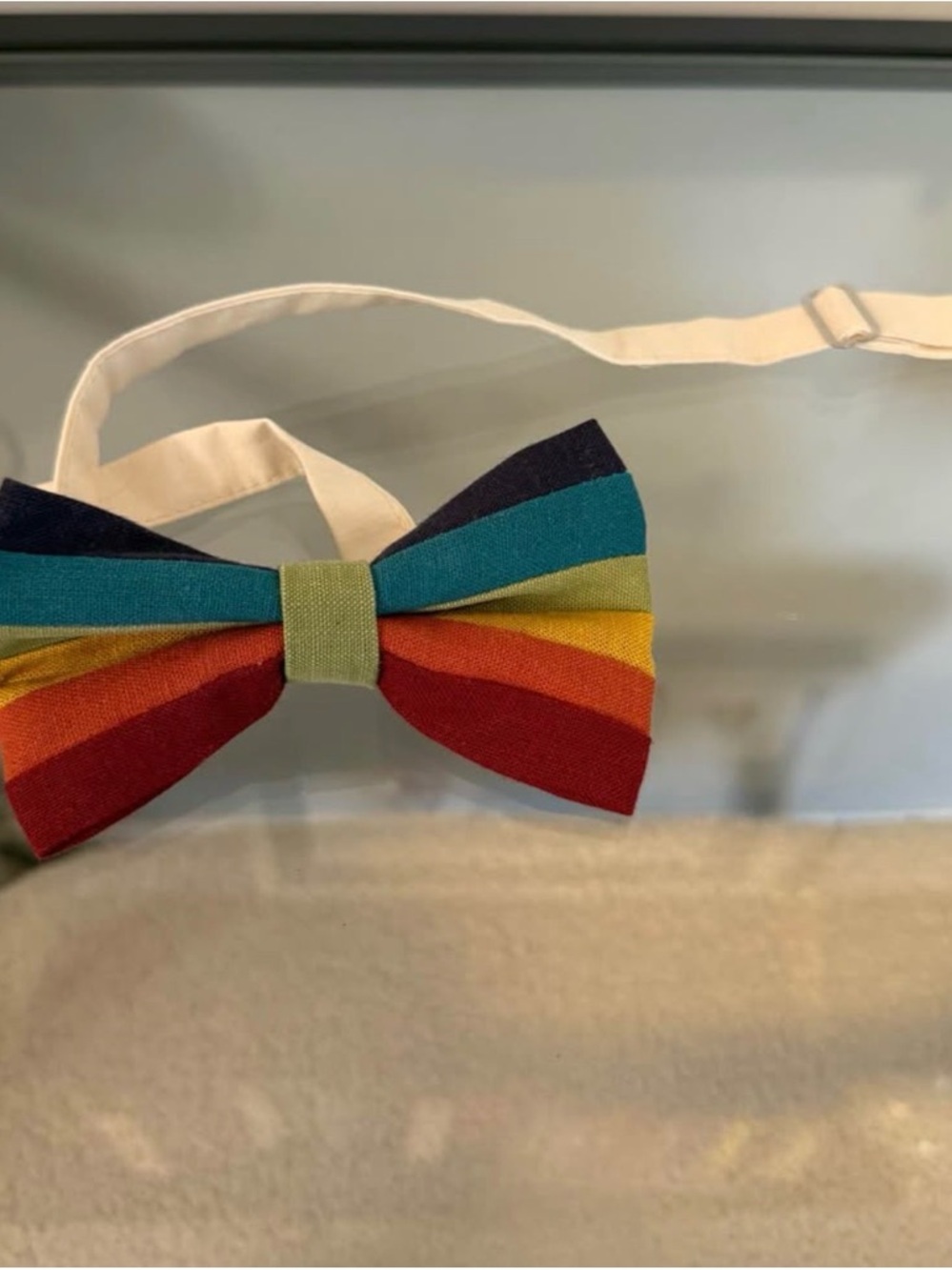 Adult Rainbow Striped Bow Tie - Multicolor